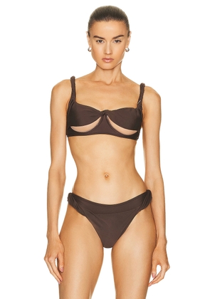 Di Petsa Twisted Underbust Bikini Top in Brown - Brown. Size L (also in ).