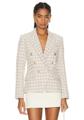 L'AGENCE Kenzie Double Breasted Blazer in Ecru & Gold - Ivory. Size 2 (also in ).