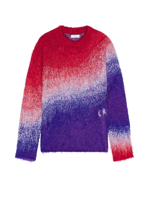 ERL Unisex Degrade Vneck Sweater Knit in BLUE RED WHITE - Red. Size S (also in L).