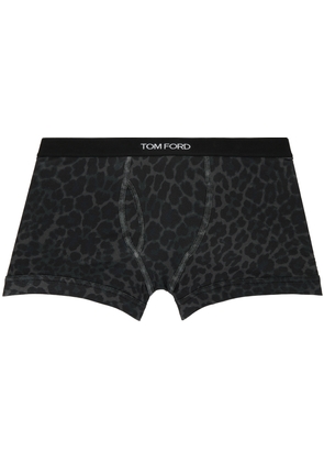 TOM FORD Gray Reflective Leopard Boxer Briefs