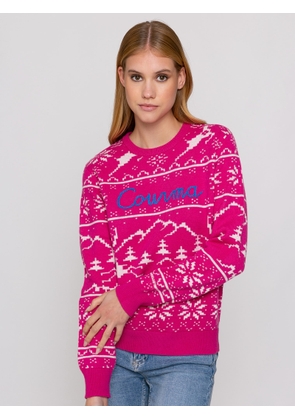 Mc2 Saint Barth Woman Sweater With Norwegian Pattern And Courma Embroidery