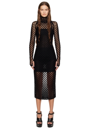 ALAÏA Black Cage Knit Maxi Dress