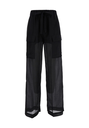 Semicouture Black Trousers With Pockets In Cotton And Silk Woman
