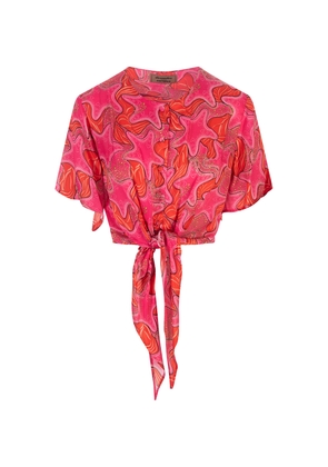 Alessandro Enriquez Crop Shirt With Knot And Star Print
