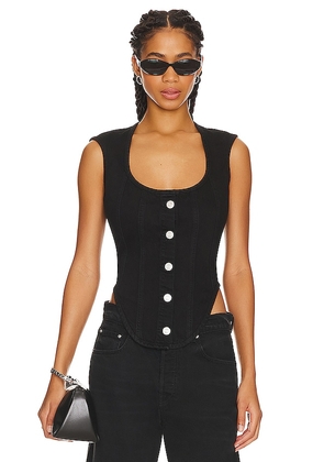 FRAME The Seamed Scoop Bustier in Black. Size 6, 8.