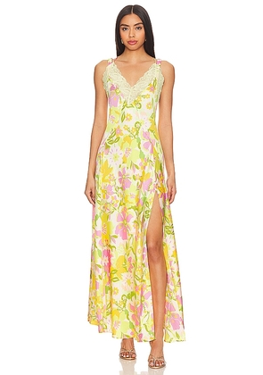 Free People All A Bloom Maxi Dress In Lily Combo in Yellow. Size L, XS.
