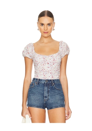 Free People X Intimately FP Printed Bella Bodysuit in Blue. Size M, S, XL, XS.