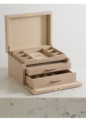 Smythson - Mara Croc-effect Leather Jewelry Box - Neutrals - One size