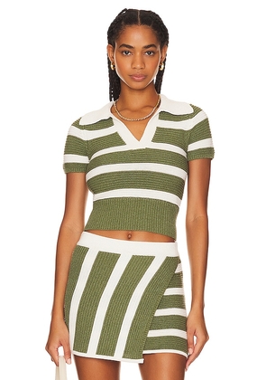L'Academie Drea Striped Knit Top in Green. Size XL.