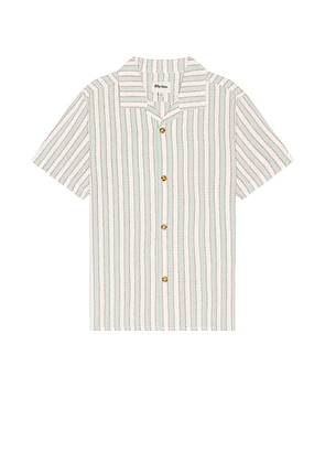 Rhythm Vacation Stripe Short Sleeve Shirt in Green. Size S.