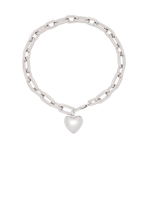joolz by Martha Calvo Heart Chain Necklace in Metallic Silver.