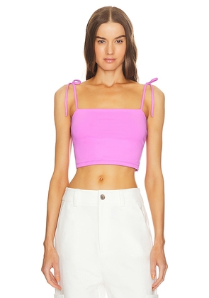 Susana Monaco Tie Shoulder Crop Top in Pink. Size M, XL.