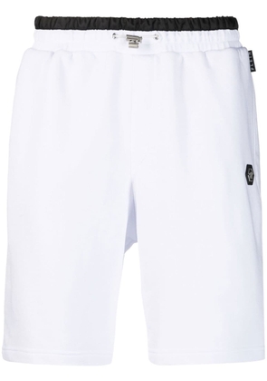 Philipp Plein 'Hexagon' logo-plaque track shorts - White