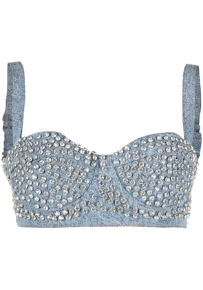 MOSCHINO JEANS crystal-embellishment bandeau top - Blue
