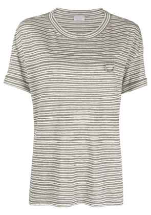 Brunello Cucinelli striped short-sleeve T-shirt - Grey