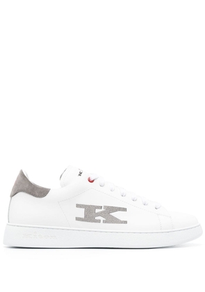 Kiton logo-lettering lace-up sneakers - White