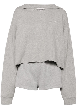 Miu Miu Pre-Owned logo-embroidered sweatshirt and track shorts set - Grey