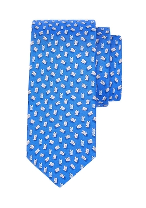 Ferragamo teddy bear-print silk tie - Blue