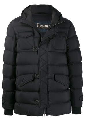 Herno flap pockets padded coat - Black