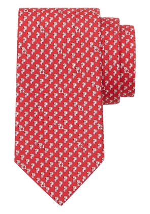 Ferragamo parrot-print silk tie - Red