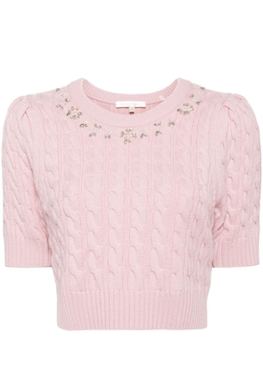 LoveShackFancy bead-embellished cable-knit top - Pink