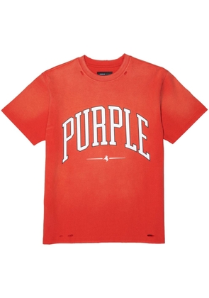 Purple Brand logo-print distressed cotton T-shirt - Red