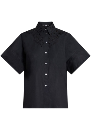 Karl Lagerfeld embroidered short-sleeve organic cotton shirt - Blue