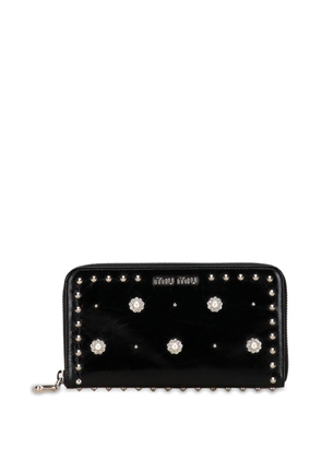 Miu Miu Pre-Owned 2013-2020 Leather Embellished Wallet long wallets - Black