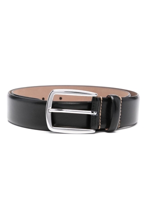 BOSS logo-engraved leather buckle belt - Black