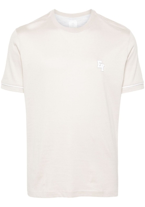 Eleventy logo-embroidered cotton T-shirt - Neutrals