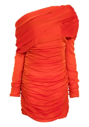 Saint Laurent off-shoulder ruched minidress - Orange