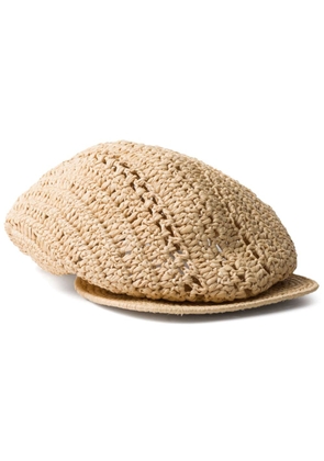 Prada Triangle-logo crochet-knit beret - Neutrals