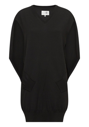 MM6 Maison Margiela V-neck cape-design minidress - Black