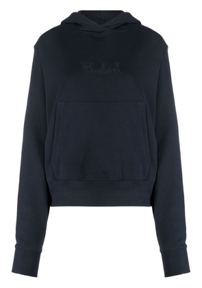 Woolrich logo-embroidered organic cotton hoodie - Blue