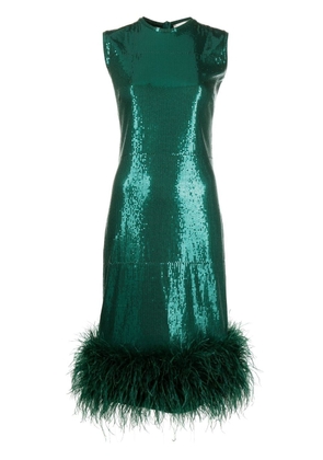 Atu Body Couture feather-trim sequin design dress - Green