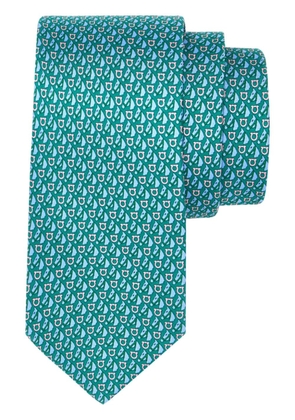 Ferragamo equestrian-print silk tie - Green