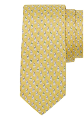 Ferragamo terrier-print silk tie - Yellow