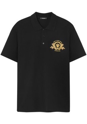 Versace Coupe Blason embroidered polo shirt - Black