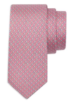 Ferragamo parrot-print silk tie - Pink