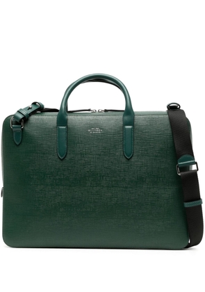 Smythson Panama slim leather briefcase - Green