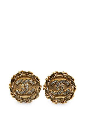 CHANEL Pre-Owned 20th Century CC Crystal Clip On costume earrings - Gold