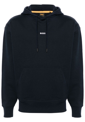 BOSS rubberised-logo cotton hoodie - Blue