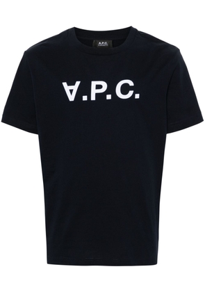 A.P.C. flocked-logo cotton T-shirt - Blue