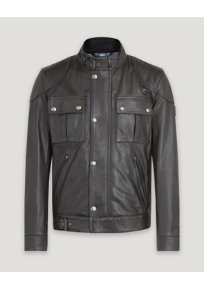 Belstaff Gangster Jacket Men's Hand Waxed Leather Dark Grey Size UK 38