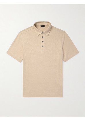 Zegna - Slim-Fit Linen Polo Shirt - Men - Neutrals - IT 48