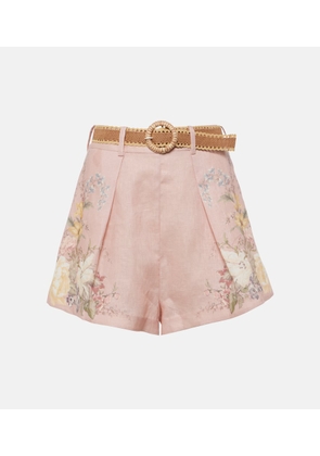 Zimmermann Waverly belted floral linen shorts