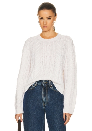 Guest In Residence Marled Cable Crew Sweater in Cream - Cream. Size L (also in XL).