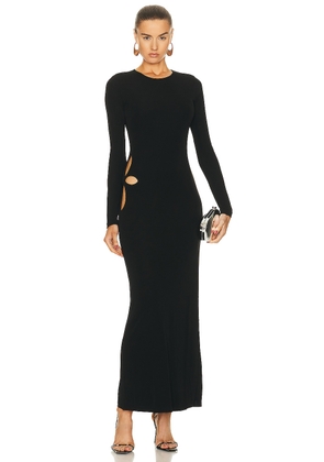 Zeynep Arcay Leaf Cutout Maxi Jersey Dress in Black - Black. Size 0 (also in ).