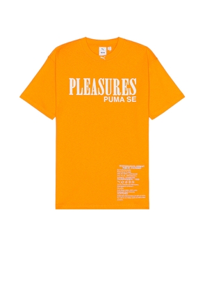 Puma Select X Pleasures Typo Tee in Orange - Tangerine. Size S (also in M, XL/1X).