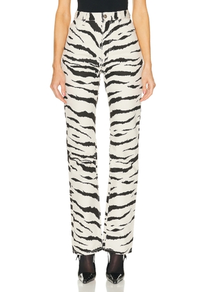 ALAÏA Straight Pants in Creme & Noir Brule - Black,White. Size 38 (also in ).